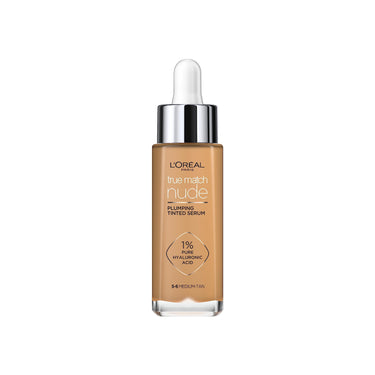 L'Oreal Paris True Match Tinted Serum Foundation, 1% Hyaluronic Acid, Hydrating Formula, Replumps Skin in 1 Hour for a Natural Glowing Finish, 30 ml, Shade 5-6 Medium Tan