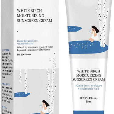 Birch Juice Moisturizing Sun Cream - Korean SPF50 Face Sunscreen, Natural Organic PA++++ Formula, No White Cast, Strong UV Protection & Moist Essence Type with Centella