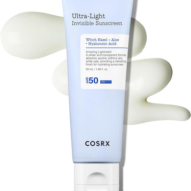 COSRX Ultra-Light Invisible Sunscreen | SPF50 PA++++, No White Cast, Lightweight & Fast-Absorbing, UV Protection, Hydration boost sunscreen for Sun-Damaged, dry skin.Korean Skincare