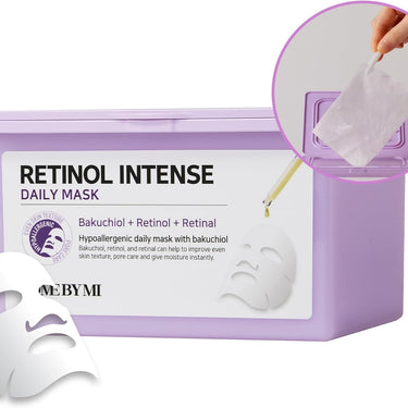 SOME BY MI Retinol Intense Daily Mask - 30 Sheets (11.8 Oz) - Bio Collagen Beauty Face Masks Skincare - Hydrating Overnight Retinal & Retinol Sheet Mask - Vegan-Friendly Glass Skin Korean Beauty Care